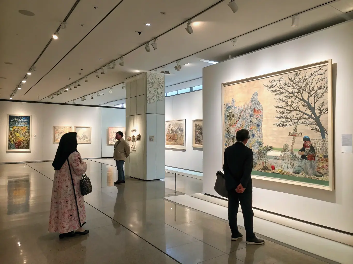 An image of an art exhibition featuring contemporary artworks displayed against the backdrop of La Citadelle de Marseille's ancient architecture.
